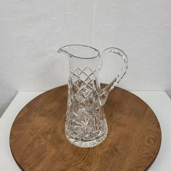 Vintage Antique American Brilliant Crystal Clear Cut Glass Pitcher 9.5" - Picture 8 of 10